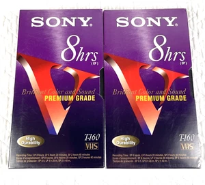 Sony VHS Tapes Qty.2 Premium Grade Factory Sealed T-160VF 8 Hours FAST Ship! - Picture 1 of 7