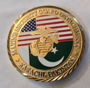 Destacamento de Guardia de Seguridad Marina Embajada de Estados Unidos Karachl Pakistán Desafío Moneda USMC - Imagen 1 de 4