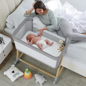 AMKE Baby Bassinets,All mesh Bedside Sleeper,Portable for Safe Co-Sleeping,Adjus - Picture 1 of 9