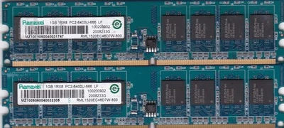 2GB 2x1GB PC2-6400 DDR2-800 RAMAXEL RML1520EC48D7W-800 MEMORY KIT HP 404574-888 - Image 1 of 3