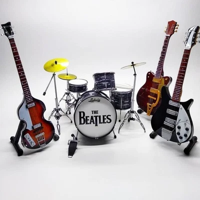 1/6 Miniature Guitar & Drum Set The Beatles Style Exclusive Diorama Display GIFT - Image 1 of 4