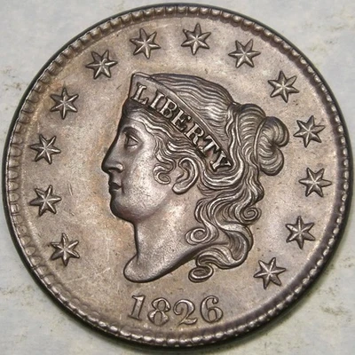 1826 CORONET HEAD LARGE CENT VERY ATTRACTIVE GORGEOUS FEATURES A SCARCE BEAUTY - Image 1 of 4