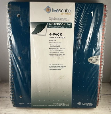 LIVESCRIBE Notebooks 1-4 College Ruled 8.5” X 11” 80 Sheets Each New - Image 1 of 4