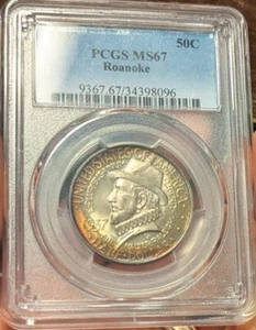 1937 Roanoke North Carolina Commemorative Half Dollar PCGS MS67 Toner - Picture 1 of 6
