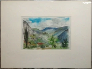 Franz Ehmke *1928 -2018 Pastel °Greece Delphi Mountains Hiking Trail Antique - Picture 1 of 5