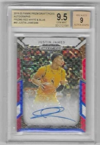 2019 PANINI-PRIZM DRAFT PICKS JUSTIN JAMES RWB AUTO /99 RC #40 BGS 9.5 AUTO 9 - Picture 1 of 2