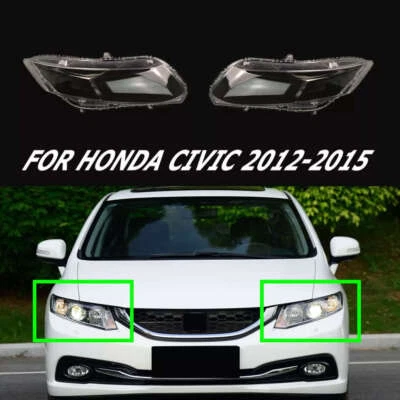 Par de cubiertas de lente de faros transparentes para Honda Civic 9ª generación 2012-2015 Foto 1 de 4