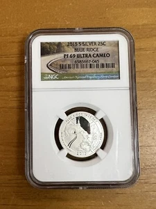 2015-S 25c Silver Blue Ridge NGC PF 69 Ultra Cameo - Picture 1 of 4