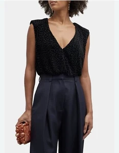 Neu Ramy Brook XXS Regina schwarzer Damenbody Leopard Samt UVP 275 $ - Bild 1 von 10