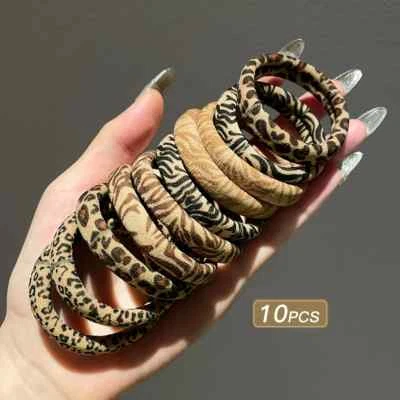 10 x  Mixed Res Ipsa Loquitur Leopard Print Hair Ties Thick Elastic Spandex - Image 1 of 2