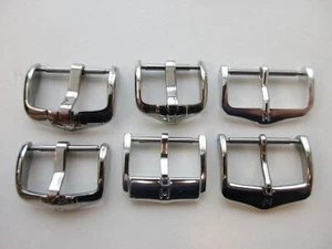 Lote de 6 hebillas de correa de reloj Hirsch color plata 16 18 20 22 mm - encontradas en estado - Imagen 1 de 3