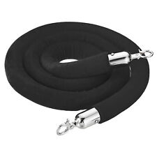 6 Feet Black Velvet Stanchion Rope Crowd Control Barrier Rope with Snap Hooks