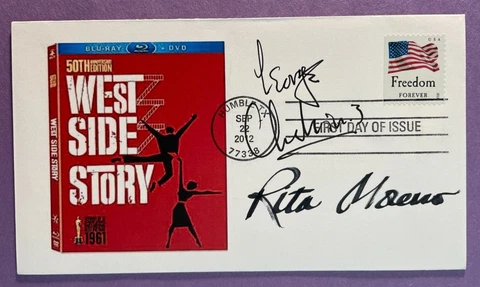 SIGNED RITA MORENO & GEORGE CHAKIRIS FDC AUTO FIRST DAY COVER - WEST SIDE STORY Cover