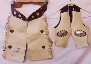 Vintage Western Cowboy Rodeo Outfit Costume Chaps & Vest Size Large Keystone - Picture 1 of 11