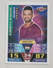 Ajinkya Rahane Cricket IPL Attax Cricket Trade Card not signed topps