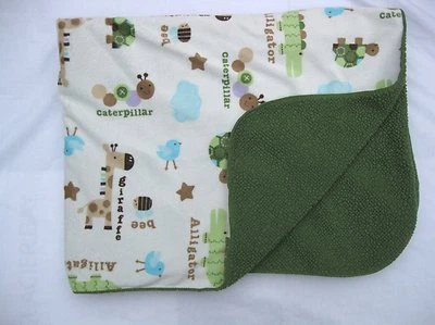 Circo Blanco Verde Jirafa Caimán Tortuga Abeja Nube Sherpa Bebé Manta 30x40 Foto 1 de 4