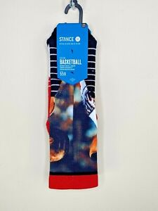 STANCE FUSION BASKETBALL 559 ALLEN IVERSON MENS SOCKS SIZE LARGE 9-12 76ers RED