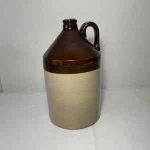 Antiker alter braun glasierter Steinzeug Krug unmarkiert Whisky Whisky eine Gallone - Bild 1 von 5