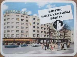 Berlin Germany 1960 Luggage Label, Bristol Hotel Kempinski, Crosswalk Scene - Picture 1 of 1