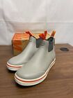 Hisea XSX82CP Mens Grey Rubber Waterproof Round Toe Pull On Rain Boots Size 9