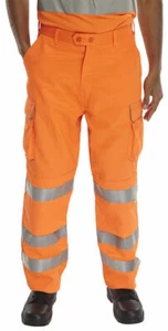 RST Rail Spec Orange Hi-vIz Work Trousers size 38" waist (96cm) regular leg - Picture 1 of 1