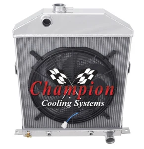 BC Champion 2 Row Radiator Chevy Configuration,16" Fan for 1942-1948 Ford Coupe - Picture 1 of 6