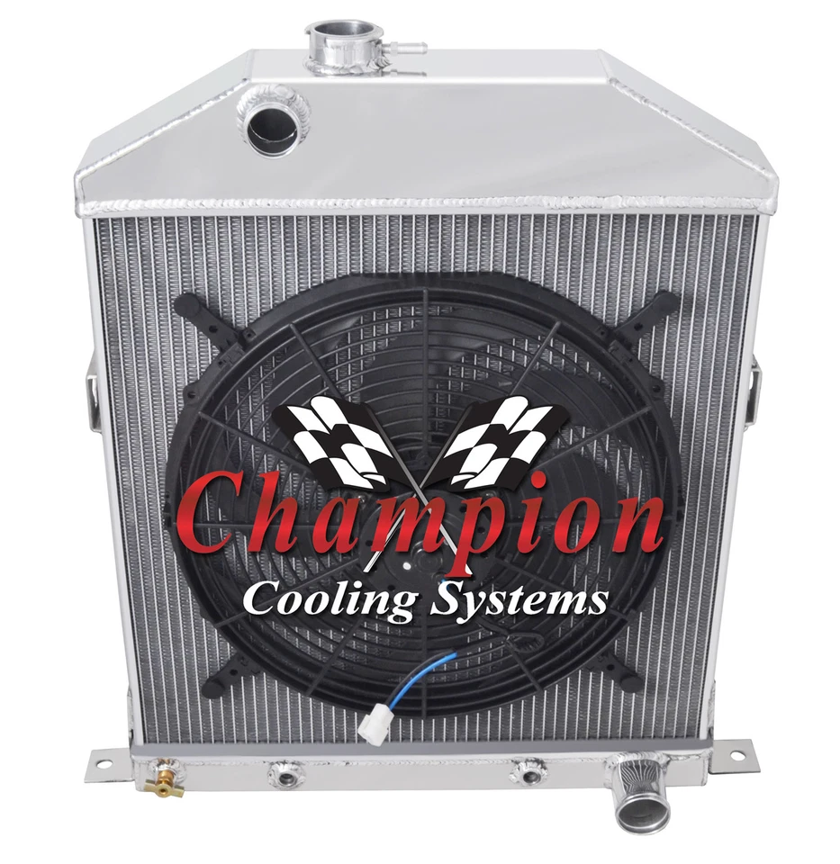 2 Row KR Champion Radiator W/ 16" Fan for 1942 - 1948 Ford Coupe Chevy Config Foto 1 de 4