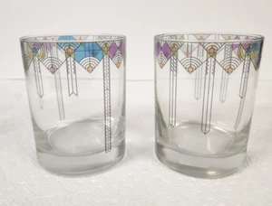 Frank Lloyd Wright April Showers Old Fashioned Lowball Glasses Set of 2 Culver - Picture 1 of 6