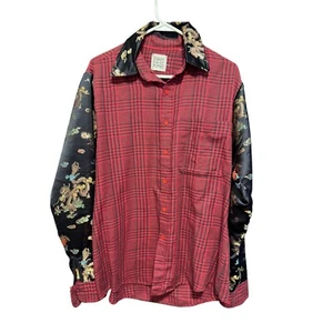 Furst of a Kind Plaid Dragon Print Button Down Shirt Unique Design Size XLarge - Picture 1 of 3