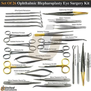 Eye Blepharoplasty Instruments Set Ophthalmic Micro Surgery Tweezer Retractor - Picture 1 of 20
