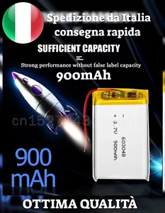 Batteria 603048 3,7V 900mAh ricaricabile Li-Po Litio Battery 2 fili OTTIMA QUALI - Foto 1 di 8