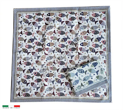 Tovaglietta Quadrata Pesci in Ciniglia Misura cm 100x100 - Immagine 1 di 4