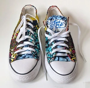 Two Cedi (Patch work) Hand-Customised Wax Print CONVERSE Low Tops, Ghana, 7.5W - Picture 1 of 10
