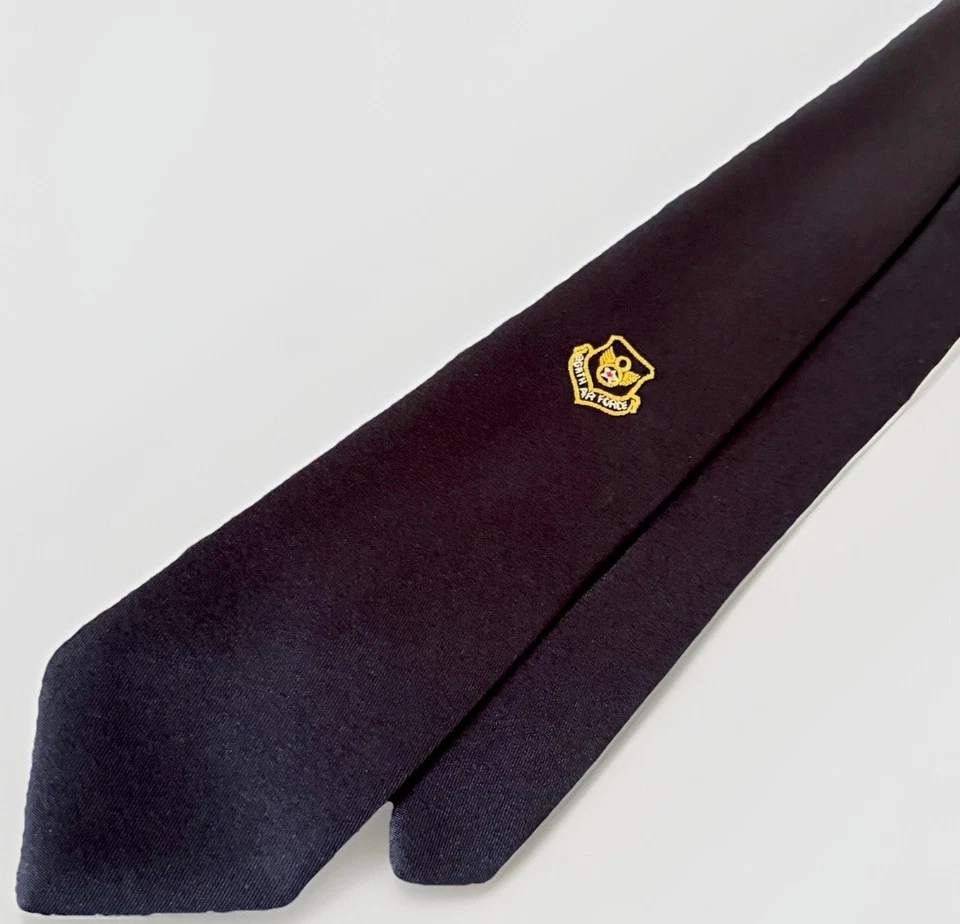 Corbata de cuello bordada azul militar de la Fuerza Aérea Vintage Eighth Foto 1 de 4