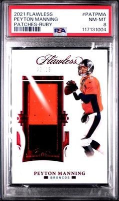 2021 PANINI FLAWLESS PATCHES RUBY #PATPMA PEYTON MANNING 2/15 PSA 8 - Image 1 of 2