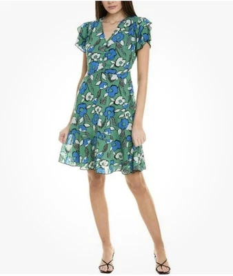 CABI Celebrate Reversible Flutter Dress Womens Large Floral Polka Dot Coquette - Image 1 of 4