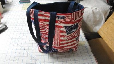 Americana Tote Bag-Machine Quilted-Red-White-Blue-Hand Made - Image 1 of 2