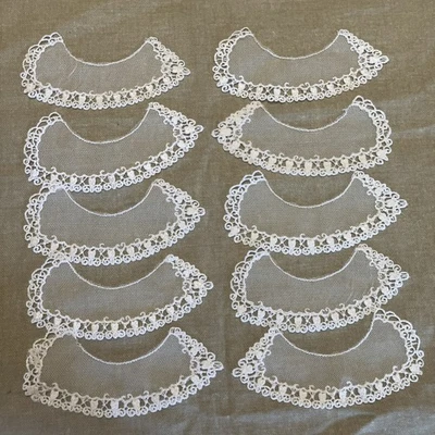 批量 5 件套 复古 NOS 象牙色 古董 蕾丝领 服装 连衣裙 装饰 — 第 1/4 张图片