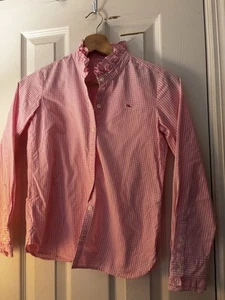 Vineyard Vines Girls Pink Gingham Casual Long Sleeve Button Down Top Size 10 - Picture 1 of 1