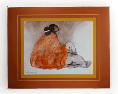 Preciosa impresión artística RC Gorman 1977 firmada mate "To Chief Dawn" nativo americano Foto 1 de 4