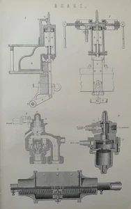 Victorian Brake Mechanism Print c1870s – Antique Carriage Engineering Engraving - Picture 1 of 13