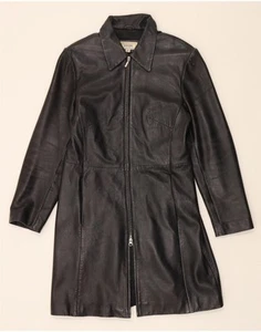 Abrigo de cuero para mujer PRINCIPLES UK 12 mediano cuero negro DL17 - Imagen 1 de 4