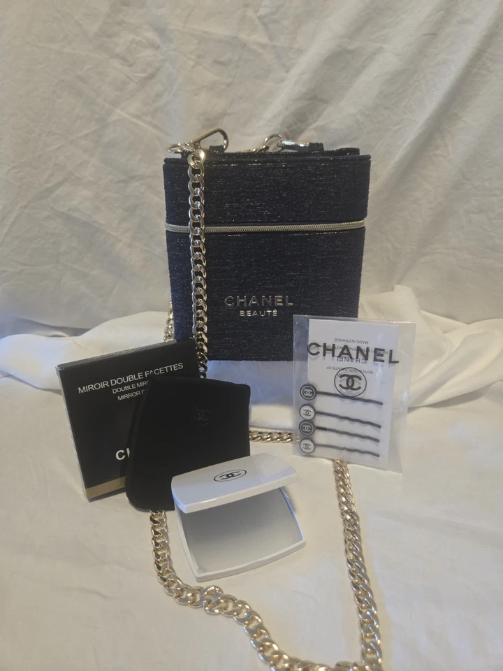 CHANEL Beauty Bundle –Upcycled Cosmetic Bag + White Double Facette Mirror +... - Image 1 of 4