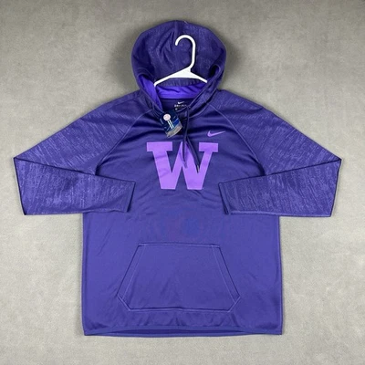 NWT Washington Huskies Hoodie Mens Large Purple Nike Dri Fit Pullover Drawstring - Image 1 of 4