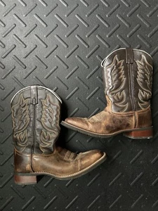 Laredo Cowboy Boots 7800 Western Square Toe Mens Size 10 D Brown Sand Chocolate - Picture 1 of 10