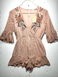 Blu Pepper Romper Womens Large Floral Mini Dress With Shorts Ruffled Sleeve NWT - Picture 1 of 19