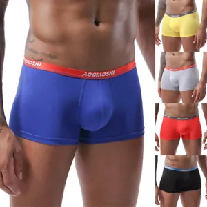 Modal Men's Boxer Shorts Trunks U Bulge Pouch Undershorts Panties Underwear v - Picture 1 of 25