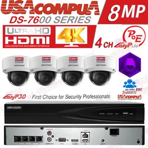Hikvision 4K 4CH CCTV Security Camera System PoE NVR 2MP Domo Vandal Proof 2.8mm - Picture 1 of 13
