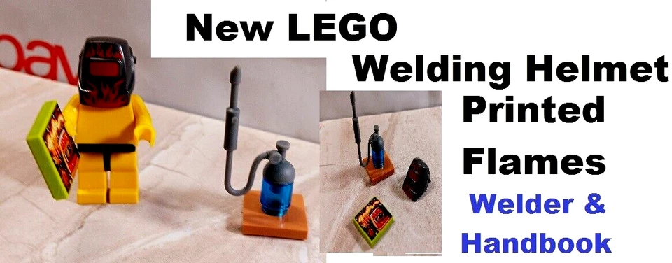 Nuevo Casco LEGO LLAMAS Soldadura Una Pieza Impreso Visera Frontal Vidrio Tig Manual Foto 1 de 2