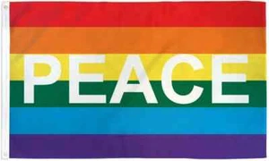 Rainbow Peace 3x5ft Poly Flag LGBTQ Peace Letters Rainbow Pride Month Flag - Picture 1 of 5